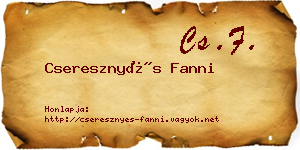Cseresznyés Fanni névjegykártya